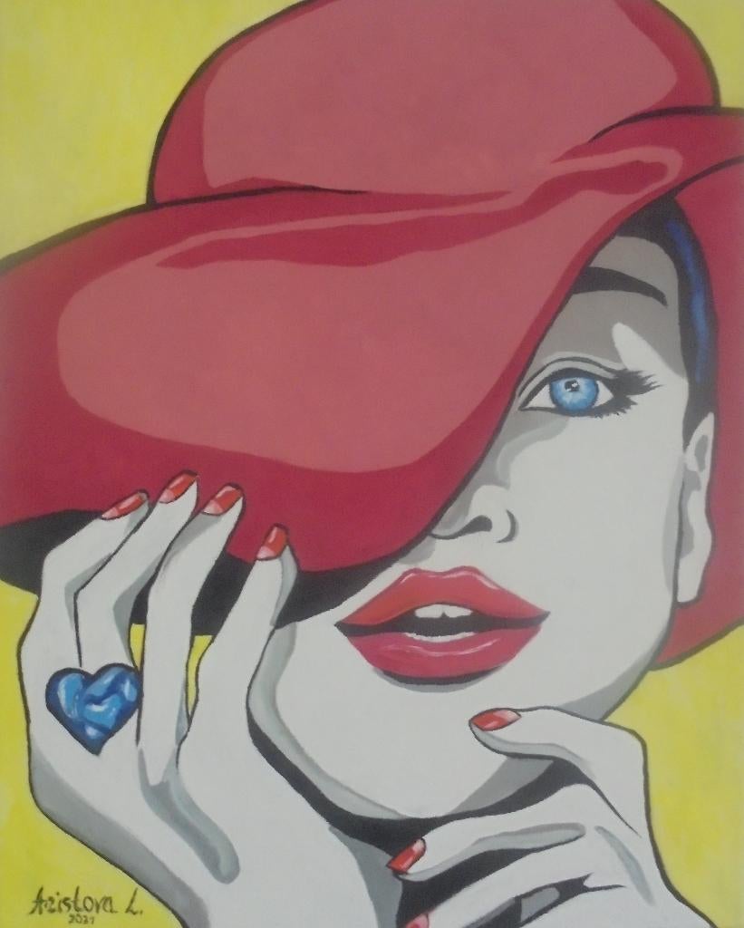 Peinture à l'huile pop art à paillettes (40 x 50 cm), Antiquités & Art, Art | Peinture | Moderne, Enlèvement ou Envoi