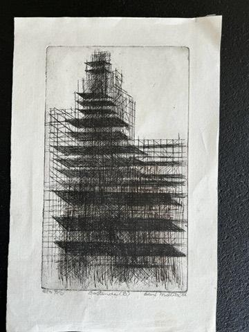 Ben Moritz - Kathedraal Petrus en Paulus Oostende - Ets, Antiek en Kunst, Kunst | Etsen en Gravures, Ophalen