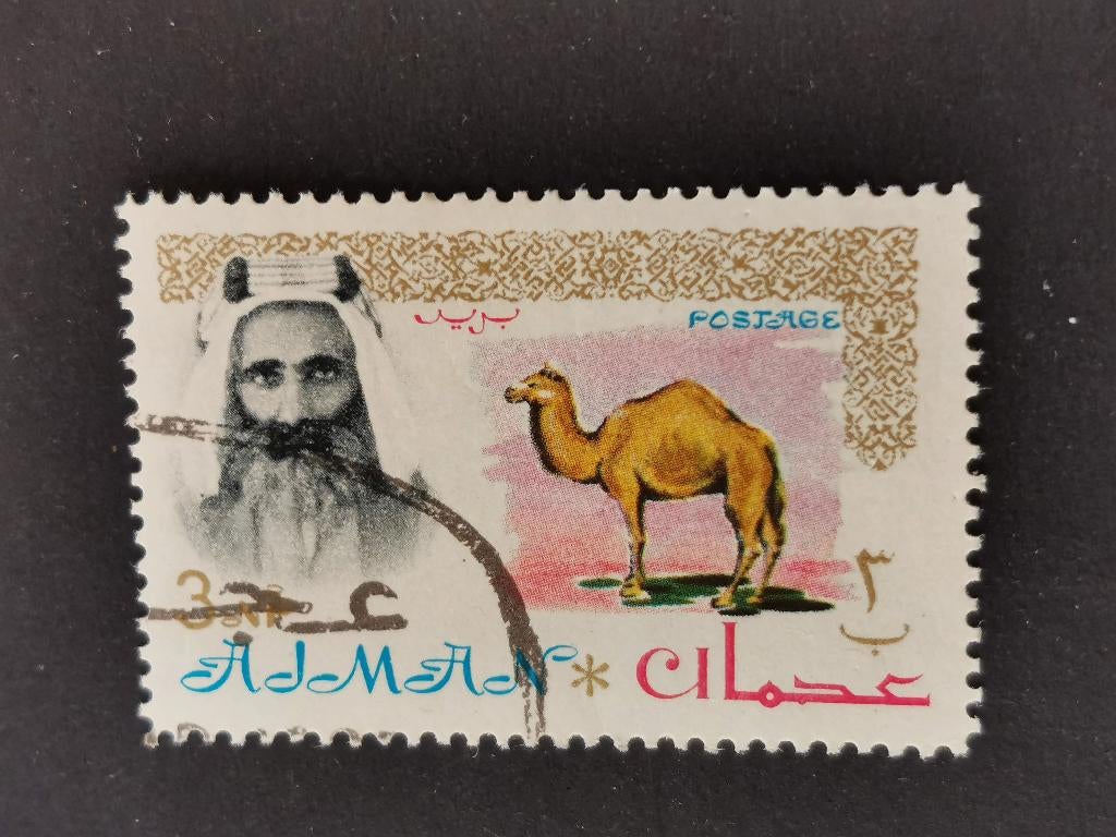 Ajman 1964 - sjeik en dromedaris, Ophalen of Verzenden, Gestempeld, Midden-Oosten