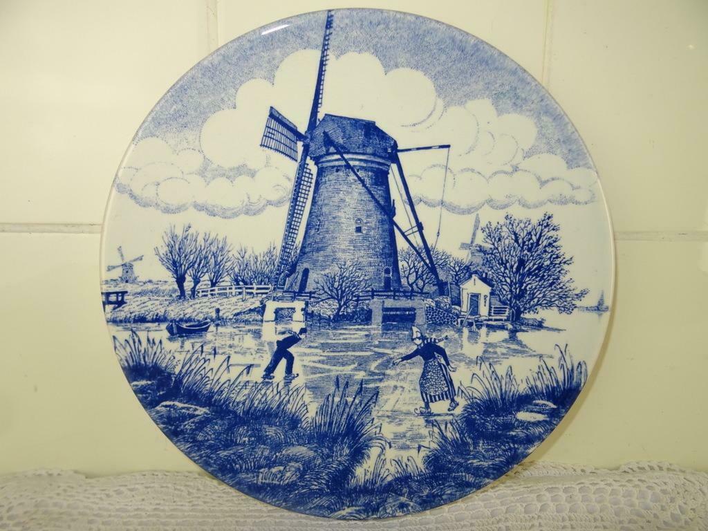 Antiek Delfts blauw sierbord wandbord molen curiosa kunst, Antiek en Kunst, Ophalen of Verzenden