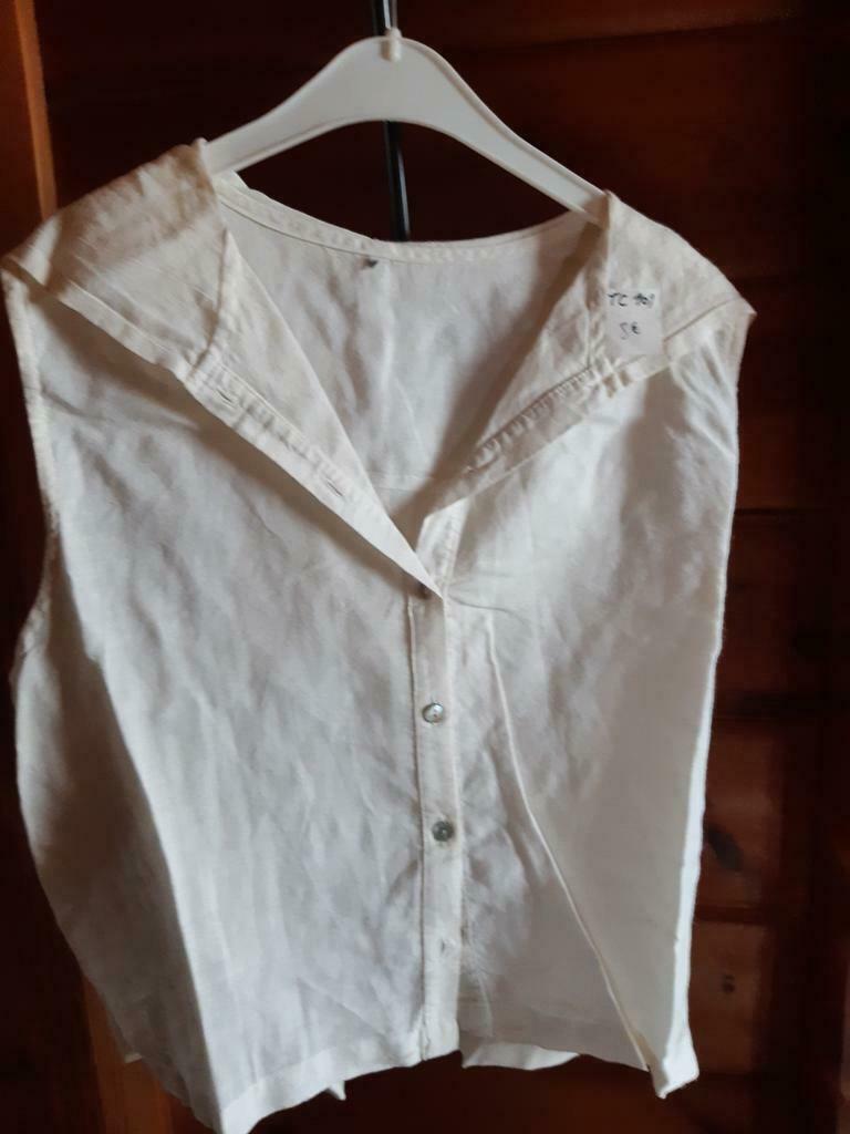 wit linnen bloesje met kap, Enlèvement, Comme neuf, Taille 38/40 (M), Blanc