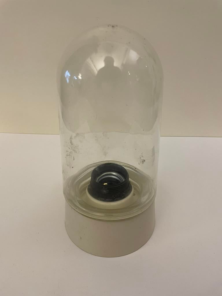 Vintage Bauhaus Plafondlamp met Glazen Kap., Enlèvement ou Envoi