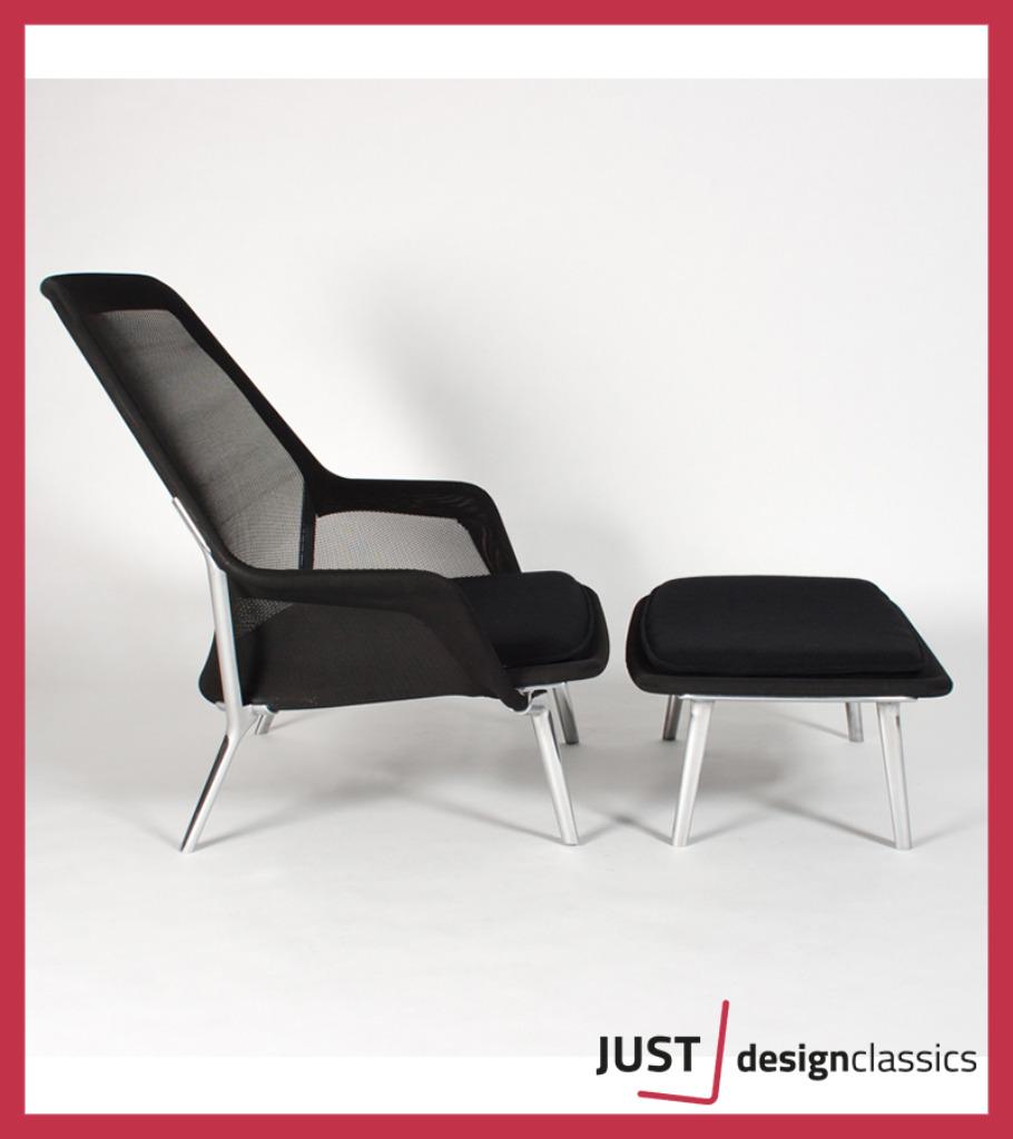 Vitra Slow Chair & Ottoman Zwart Tricot  (voorraad:2), Enlèvement ou Envoi, Comme neuf
