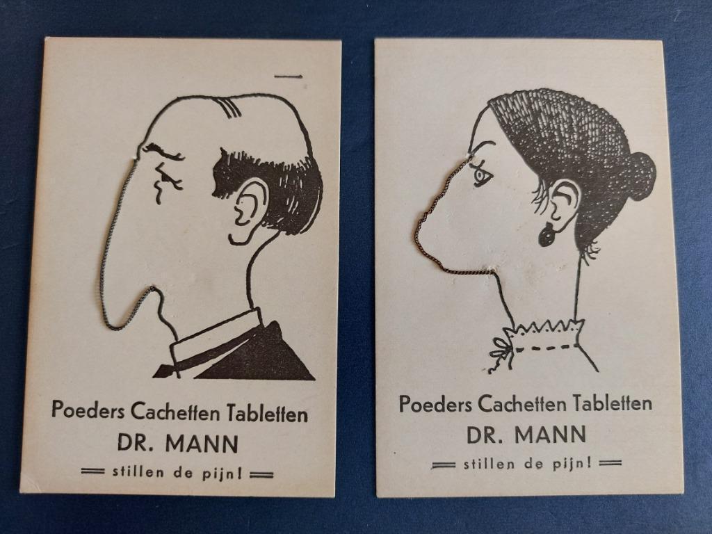 2 anciennes cartes publicitaires de profil Dr. Mann medicame, Collections, Marques & Objets publicitaires, Comme neuf, Ustensile
