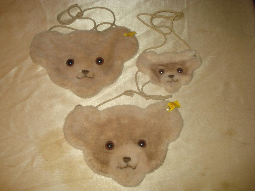 STEIFF Beau Lot de 3 Sacs à Main Vintage Têtes d' Oursons, Enlèvement ou Envoi, Comme neuf, Autres types, Steiff