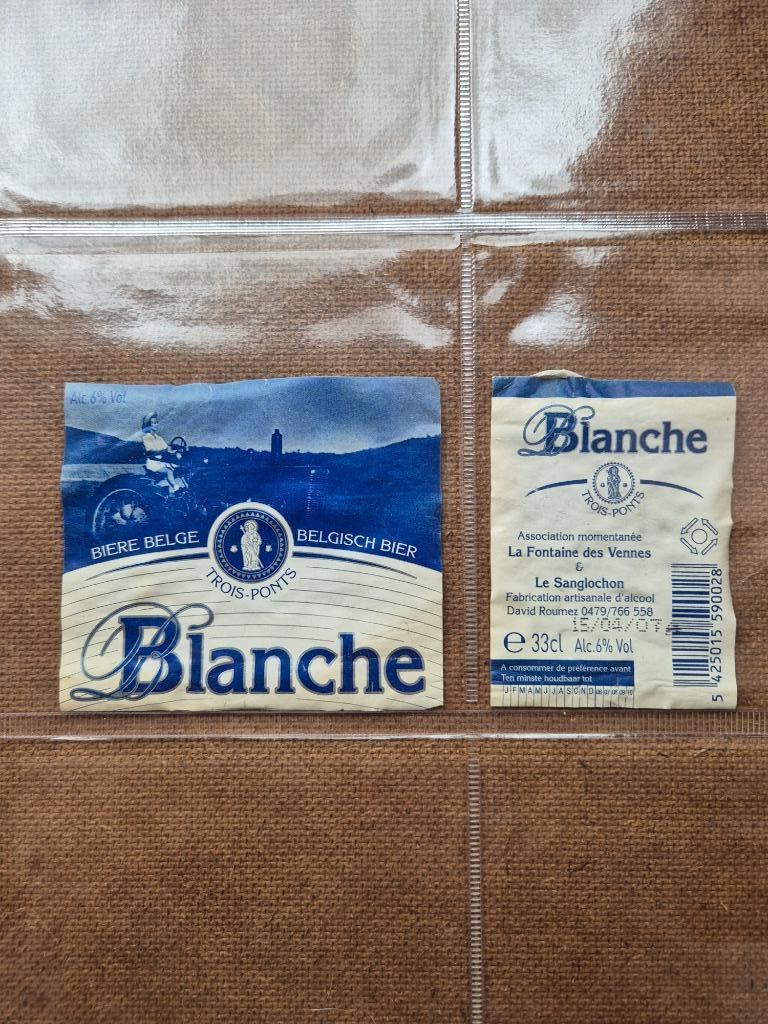 Etiquette Trois-Ponts Blanche, Enlèvement ou Envoi, Utilisé, Autres types, Autres marques