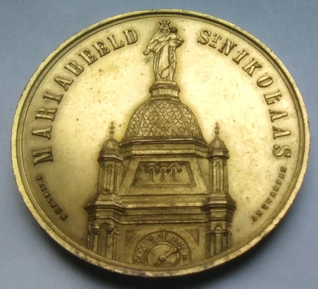 medaille Grielens 1896 mariabeeld St nikolaas, Ophalen of Verzenden, Overige materialen