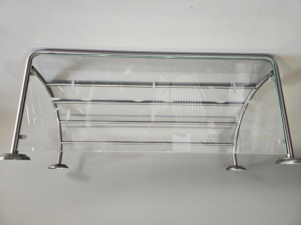 stijlvol retro badkamerrek zilverkleurig metaal en glas, Huis en Inrichting, Ophalen