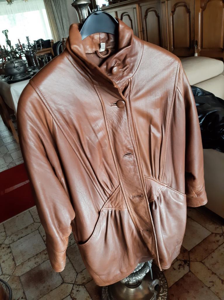 lederen mantel, Bruin, Nieuw, Maat 36 (S), Ophalen