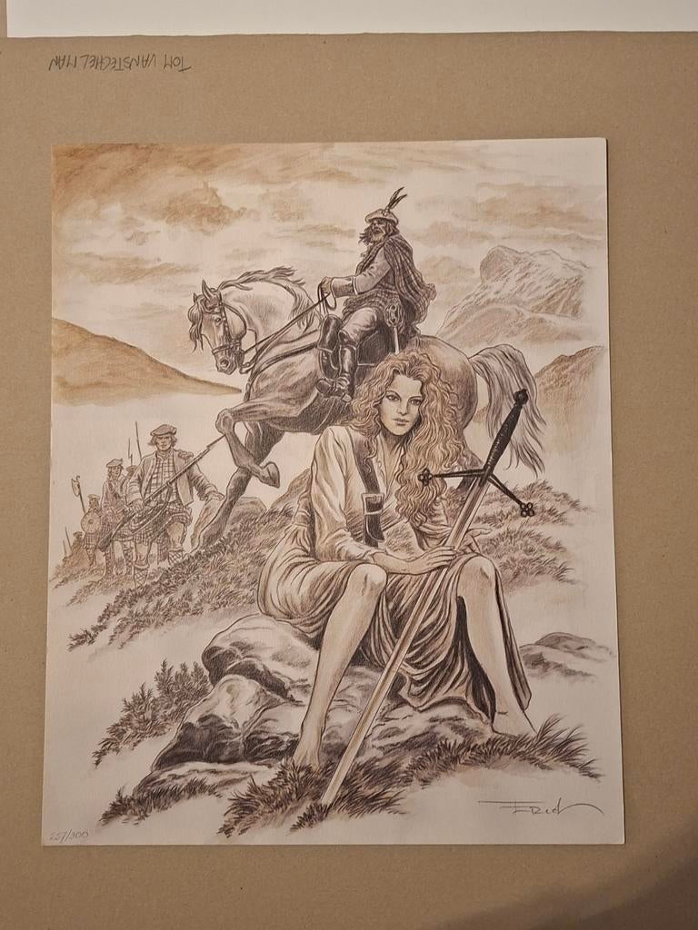Erwin Sels (Ersel) - litho / Ex-Libris Claymore, Boeken, Stripverhalen, Ophalen of Verzenden, Zo goed als nieuw, Ersel