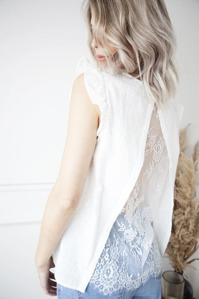Wit tshirt met kanten rug van Kilky - Maat S/M, Envoi, Taille 36 (S), Blanc