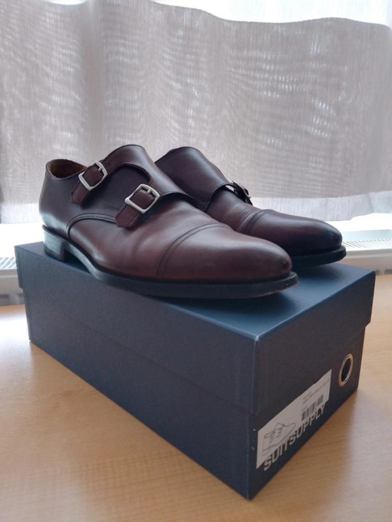 Suitsupply double monk strap EU43, Bruin, Ophalen of Verzenden, Gedragen, Veterschoenen
