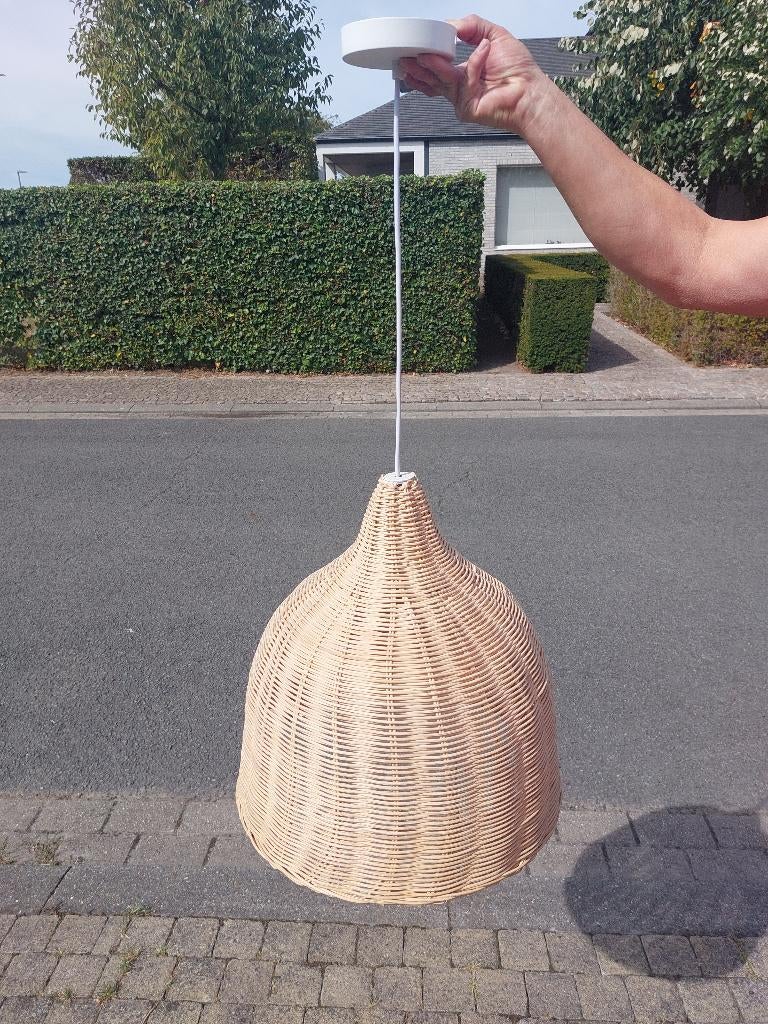 Rieten lampekap, Huis en Inrichting, Lampen | Lampenkappen, Ophalen, Zo goed als nieuw, Beige