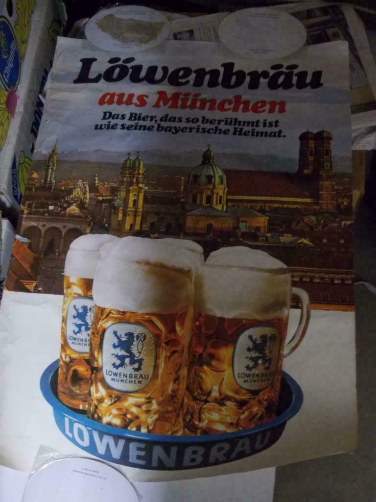 Beersign.Reclame Poster.Lowenbrau Munchen, Ophalen of Verzenden, Gebruikt, Reclamebord