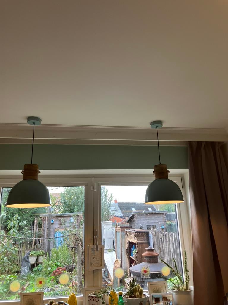 Drie lampen industriële look, Huis en Inrichting, 50 tot 75 cm, Ophalen of Verzenden, Zo goed als nieuw, Industriële