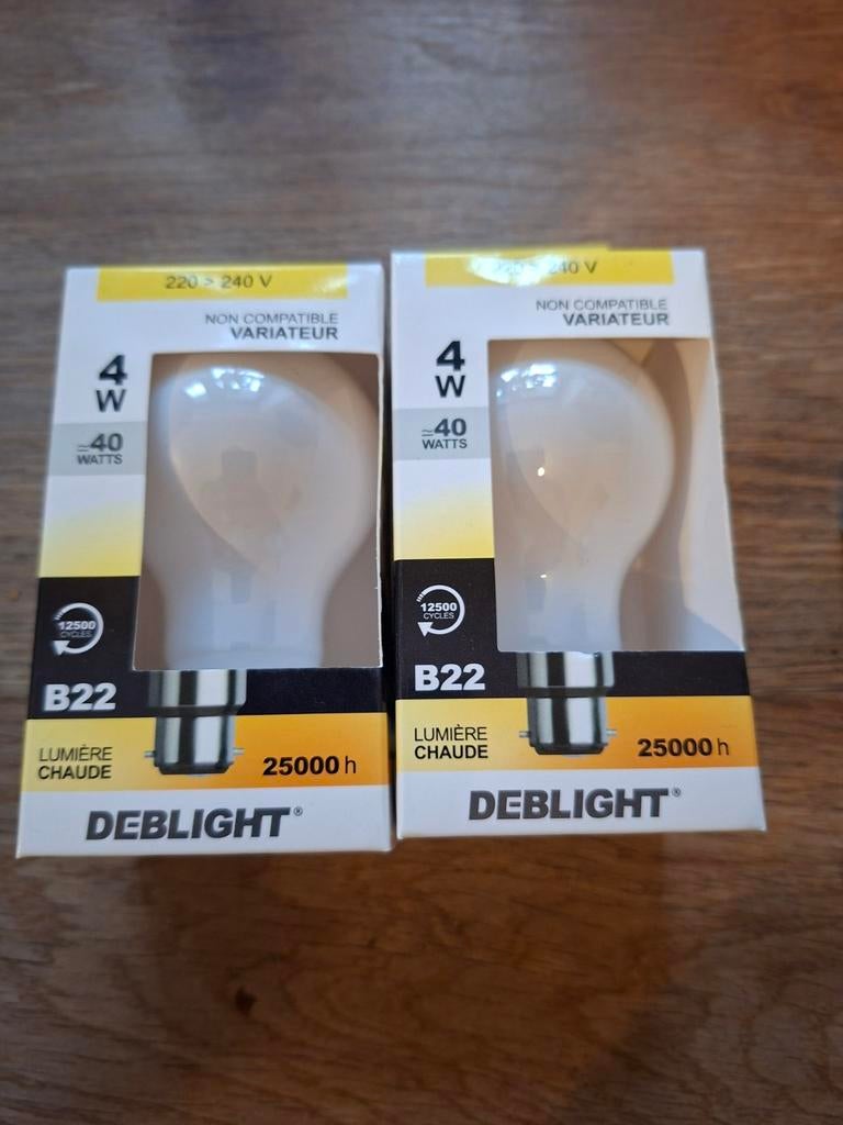 2 nieuwe led-lampen 4w B22 warm licht 2700 K, Huis en Inrichting, Ophalen of Verzenden