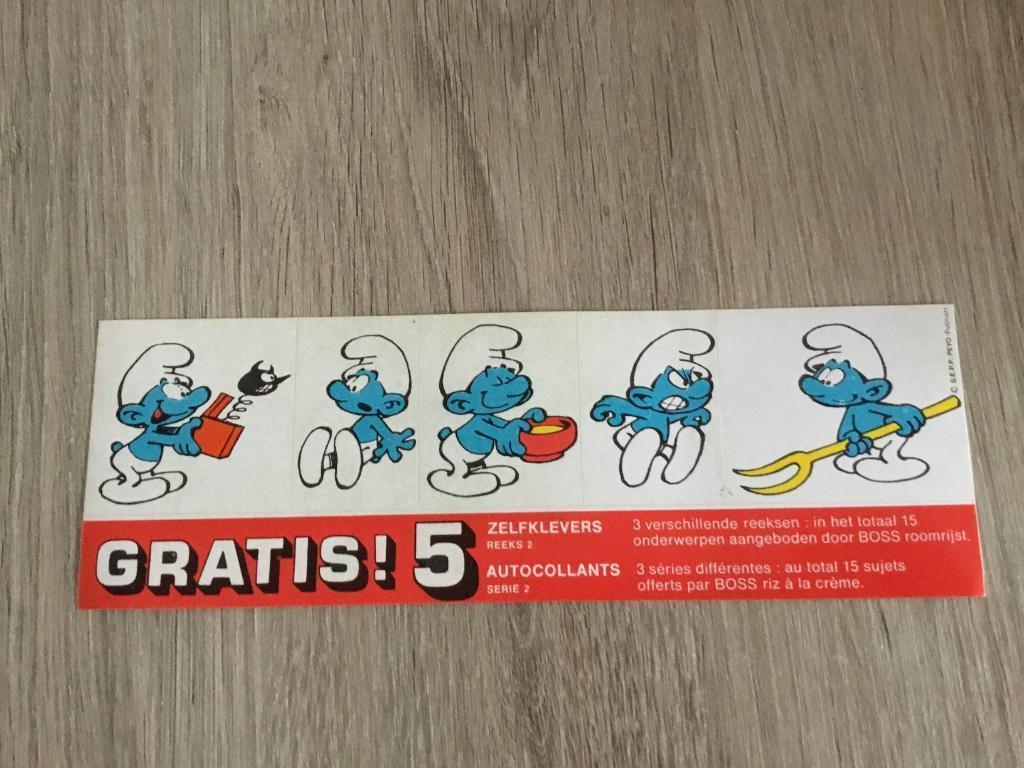 5 stickers De Smurfen - Boss, Enlèvement ou Envoi, Bande dessinée ou Dessin animé