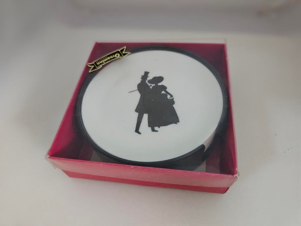 Retro ornamin onderzetter zwart wit, Ophalen of Verzenden, Zo goed als nieuw