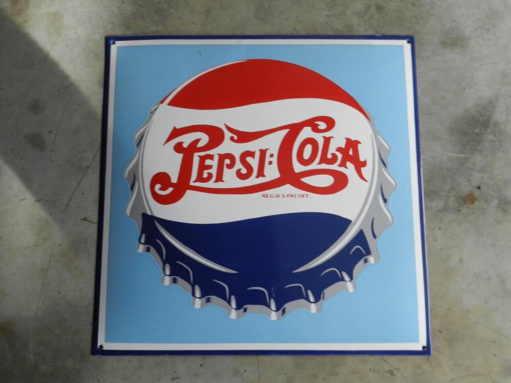 Plaque émaillé Pepsi (réplique), Ophalen, Nieuw, Reclamebord
