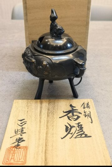 Wierookbrander Japanse Seishudo-brons  in originele TOMOBAKA, Antiek en Kunst, Ophalen of Verzenden