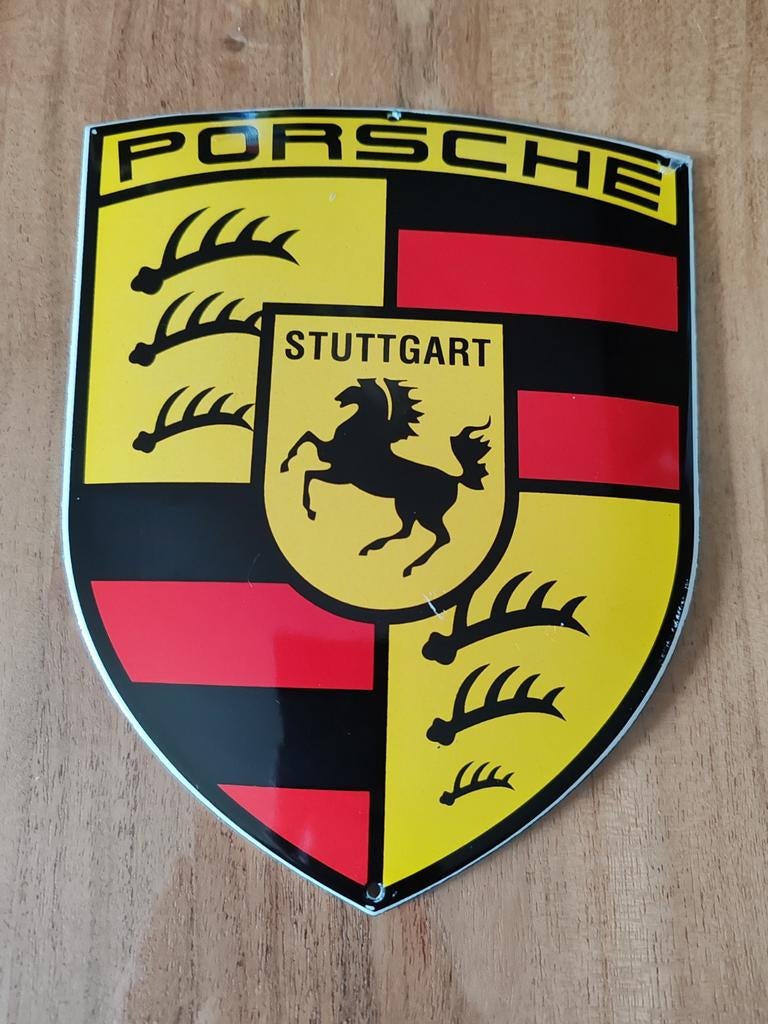 Plaque émaillée Porsche, Collections, Enlèvement ou Envoi, Utilisé, Voitures