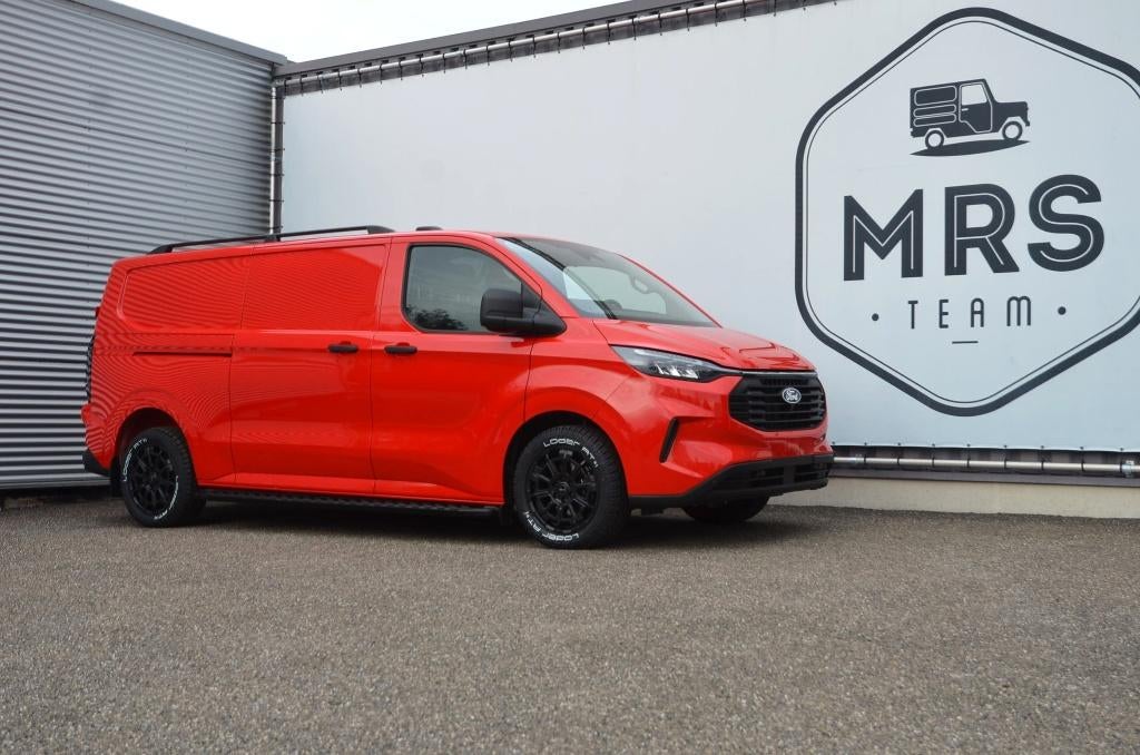 Ford Transit Custom-L2-AWD-170Pk- Automaat- Nieuw- 37990+BTW, Autos, Rouge, Achat, Euro 6, 3 places
