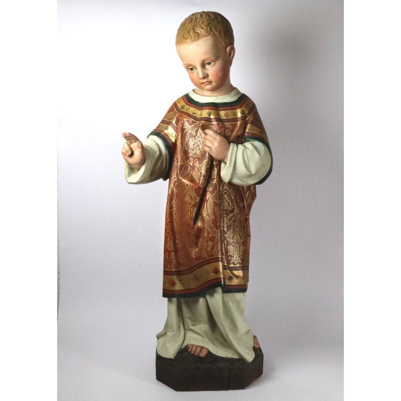 Statue néo-gothique en bois de l'enfant Jésus, Antiquités & Art, Enlèvement ou Envoi