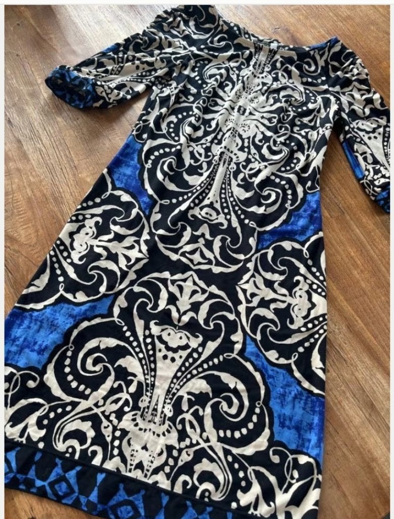 Jurk vintage maat XS, Kleding | Dames, Jurken, Blauw, Ophalen of Verzenden, Zo goed als nieuw, Knielengte