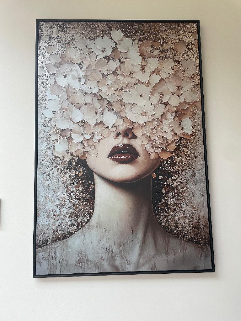 Kunstwerk Hoofd vol Bloemen, Ophalen, Kunststof, Wanddecoratie, 1 meter - 2 meter