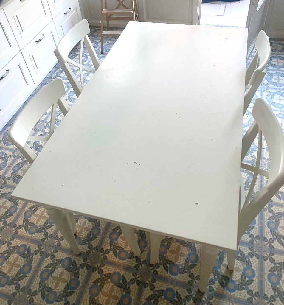 Table IKEA INGATORP + lot 6 chaises, Teck, 150 à 200 cm, Cinq personnes ou plus, Enlèvement