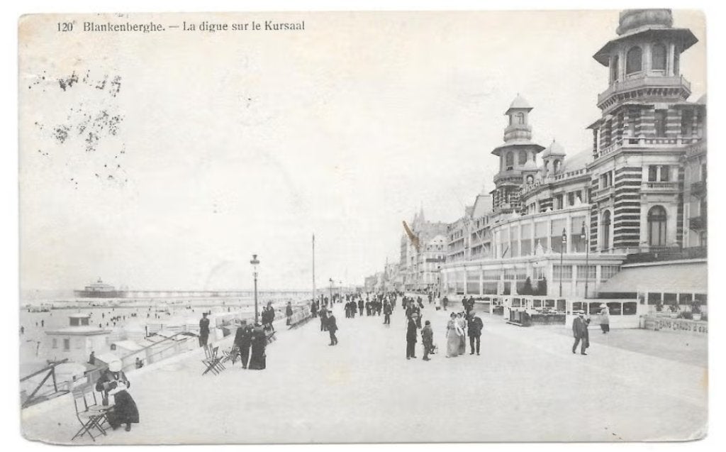 Blankenberghe la digue sur le kursaal, Verzenden, Voor 1920, Gelopen, West-Vlaanderen