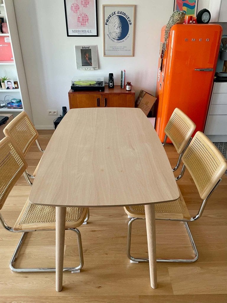 Eiken eettafel, Huis en Inrichting, Ophalen, Eikenhout, Zo goed als nieuw, 150 tot 200 cm