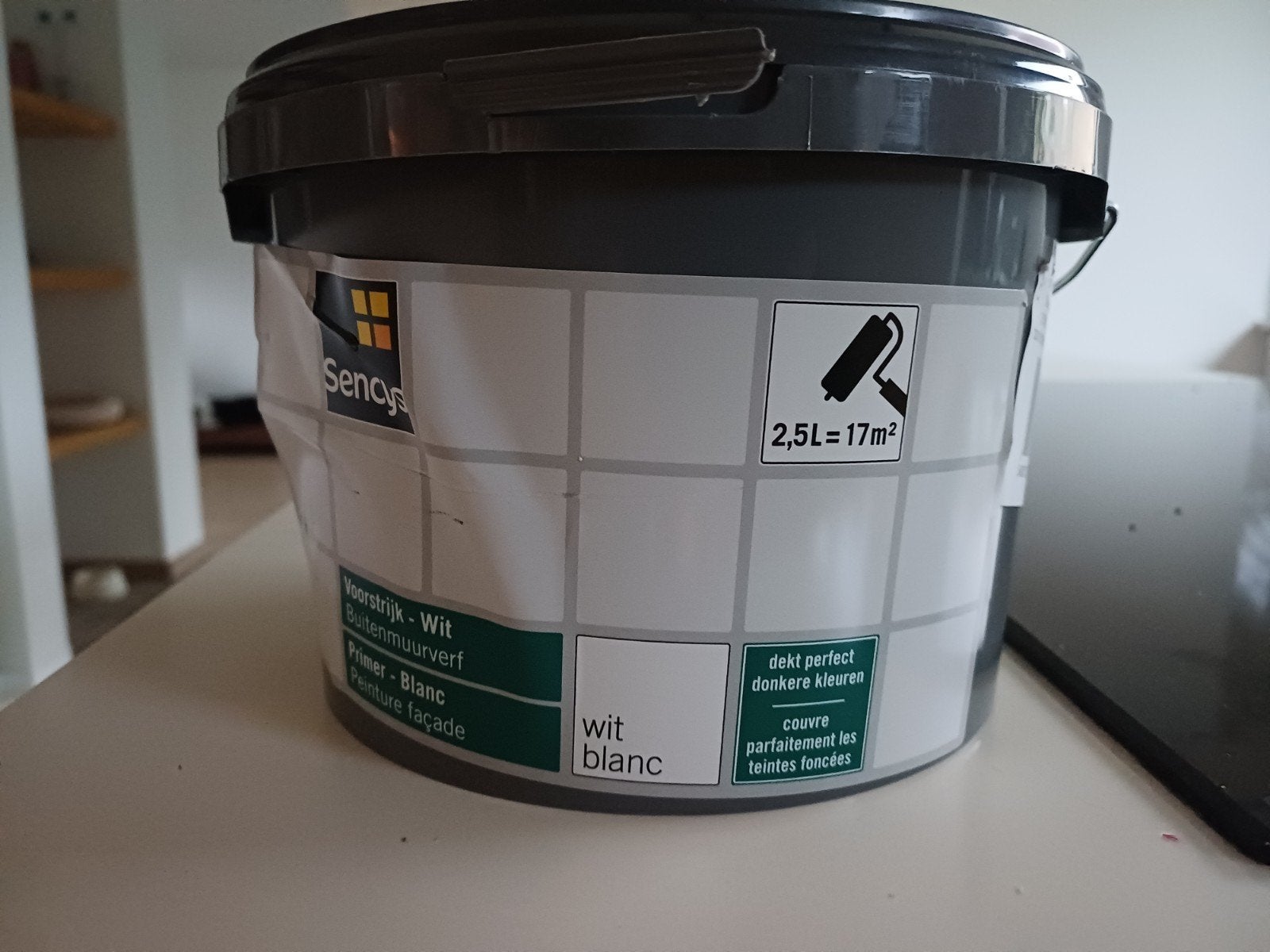 primer buitenmuurverf wit 2,5L, Doe-het-zelf en Bouw, Ophalen, Wit, Nieuw, Verf