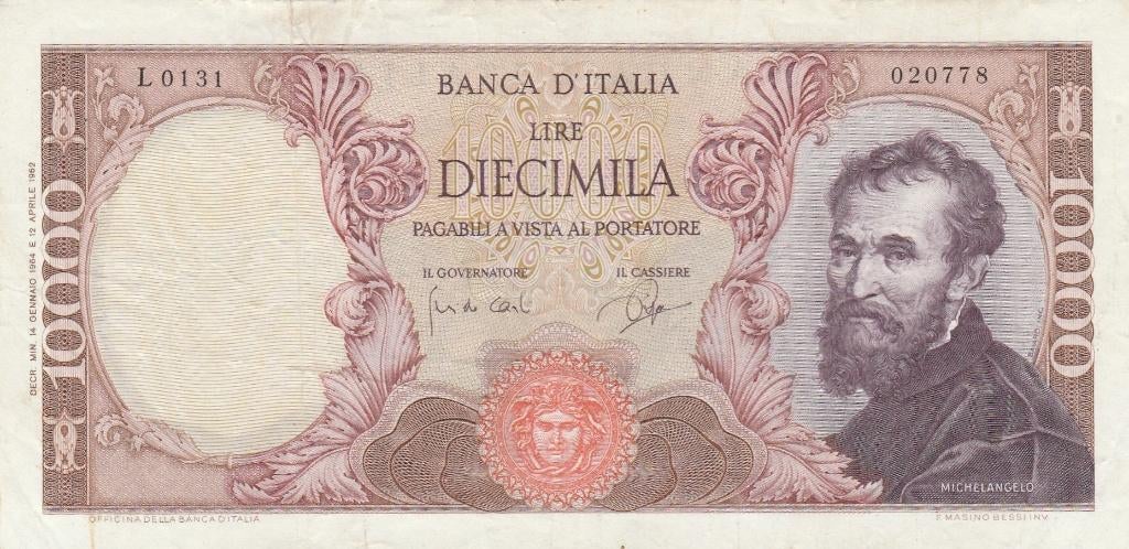 Banca D'Italia 10000 Lire 12.4.1962, Ophalen, Italië, Los biljet