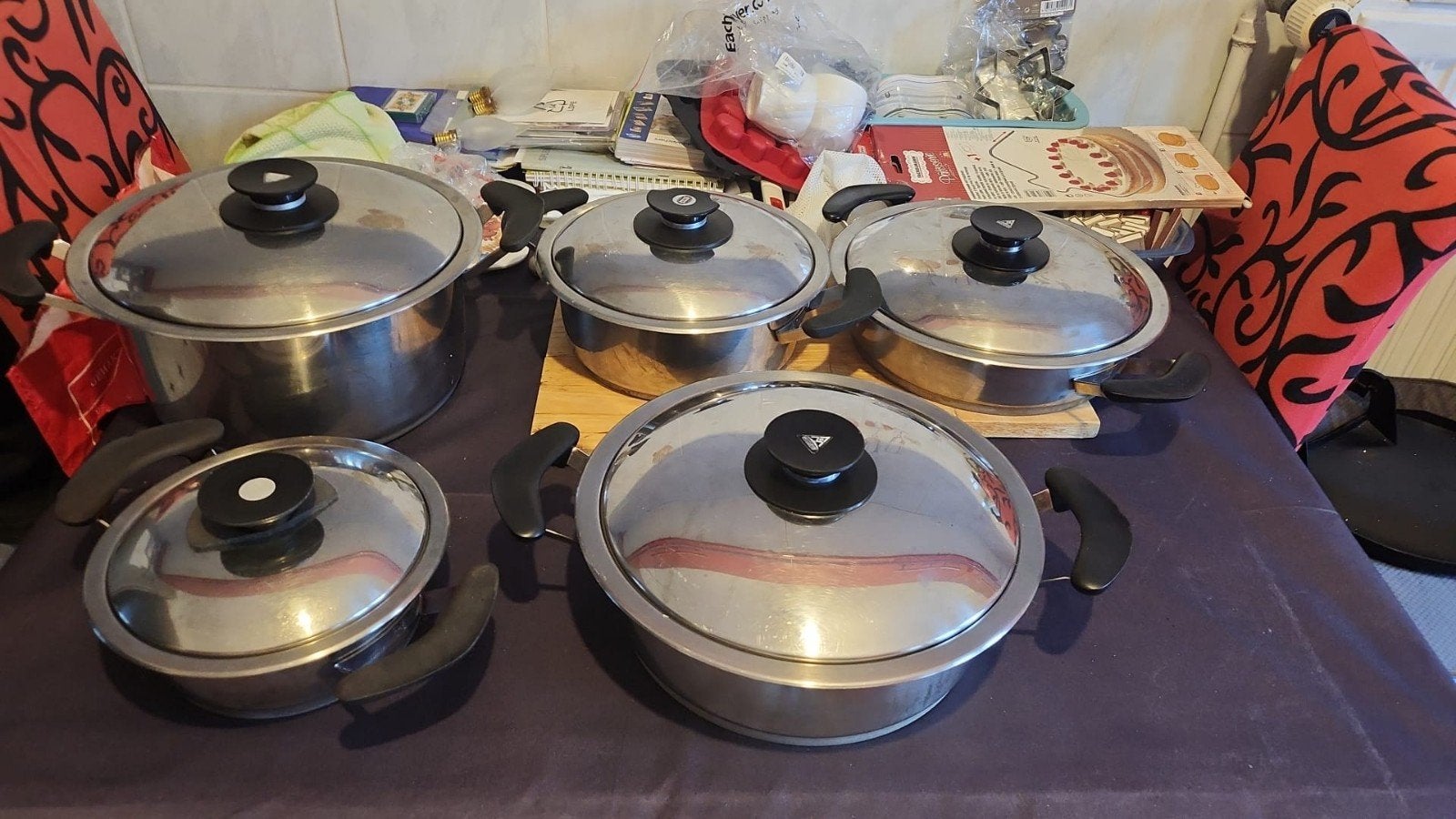 Lot de 5 faitouts / casseroles haut de gamme - Marque AMC (I, Maison & Meubles, Enlèvement, Inox, AMC