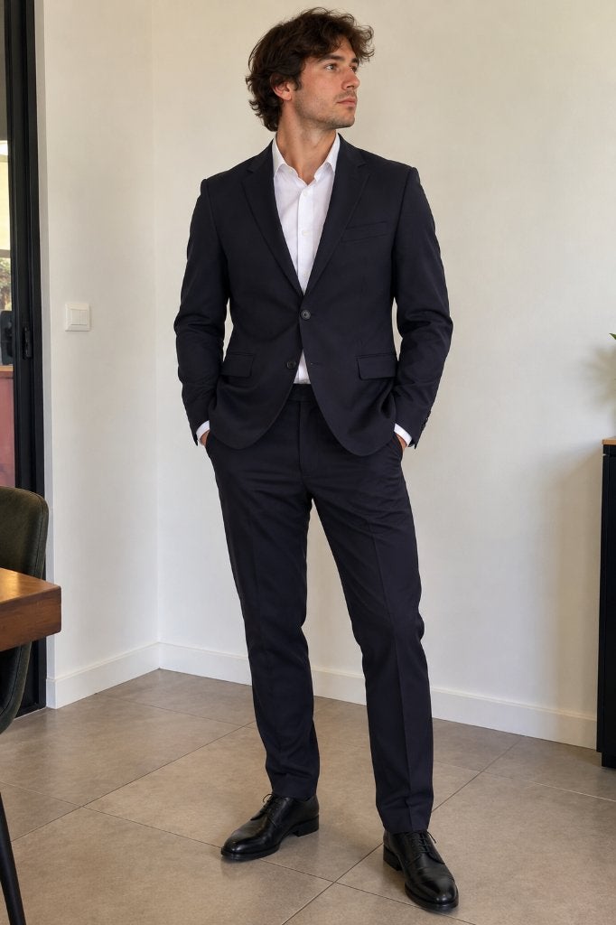 Costume bleu foncé pour homme - taille 42/W32, Comme neuf, Bleu, Taille 48/50 (M), Enlèvement ou Envoi