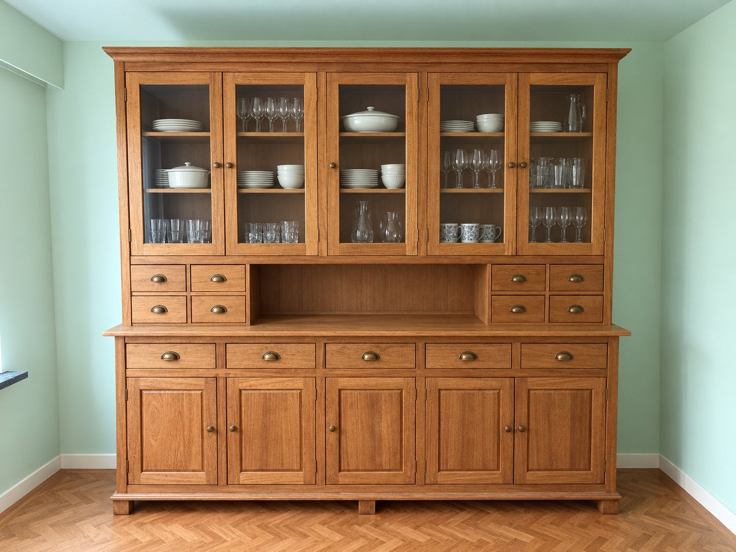 Massief eiken buffetkast  246 cm – prachtige grote kast, Ophalen, Gebruikt, 200 cm of meer, Eikenhout