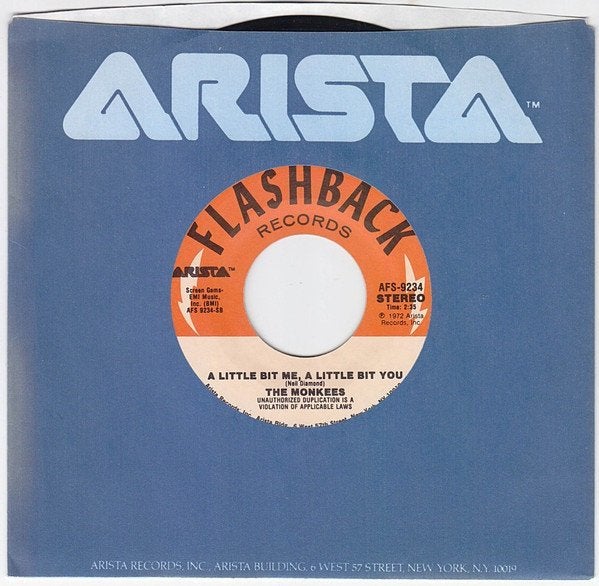 7" The Monkees – Valleri / A Little Bit Me, A Little Bit You, CD & DVD, Enlèvement ou Envoi, 7 inch, Utilisé, Rock et Metal