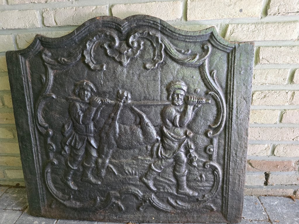 zware, decoratieve gietijzeren haardplaat/schouwplaat, Enlèvement, Utilisé