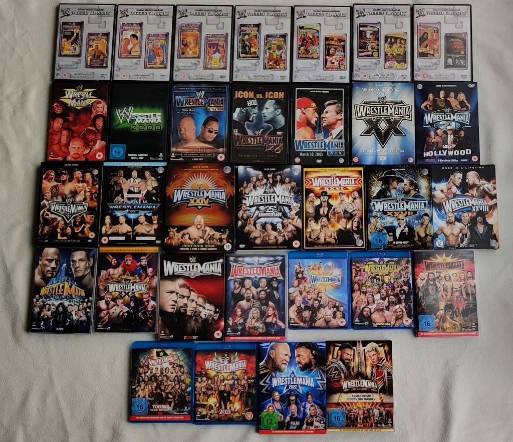 WWF WWE Wrestlemania COMPLETE COLLECTION dvd/bluray, Ophalen of Verzenden, Zo goed als nieuw
