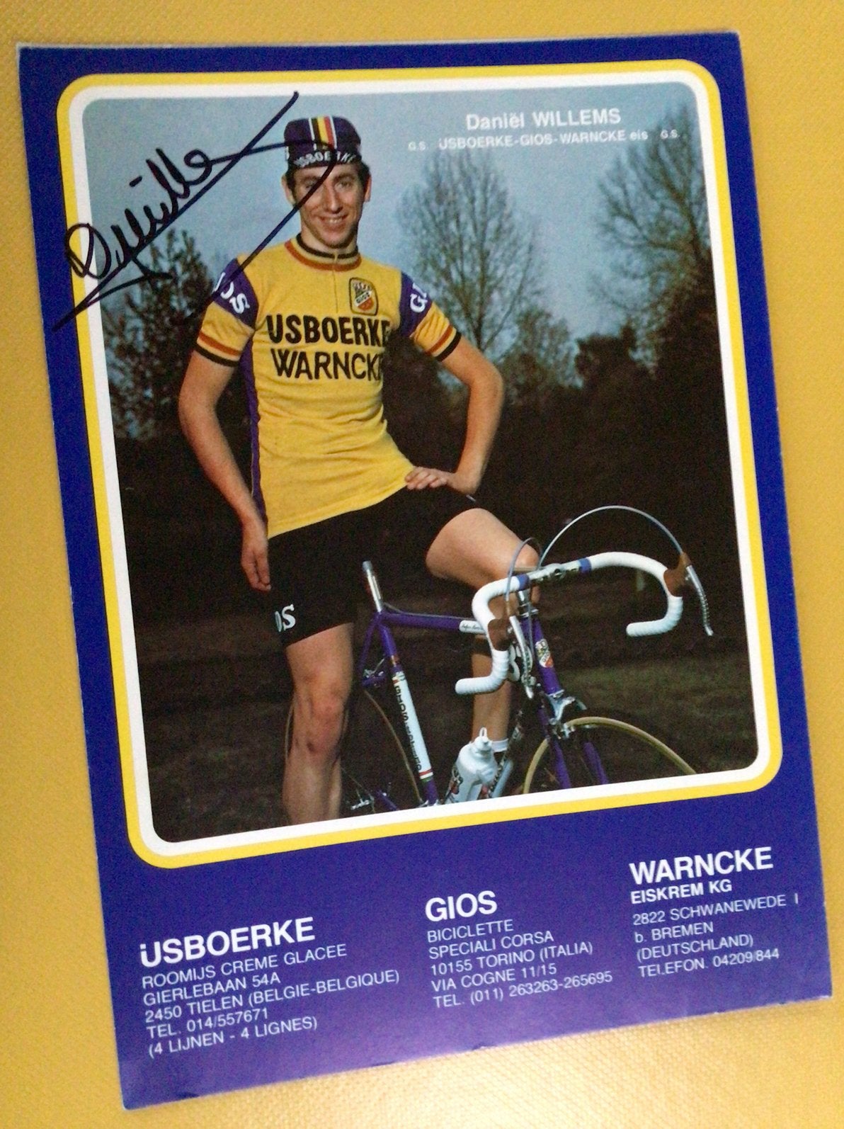 Wielerkaart team gios ijsboerke daniel willems signe, Ophalen of Verzenden