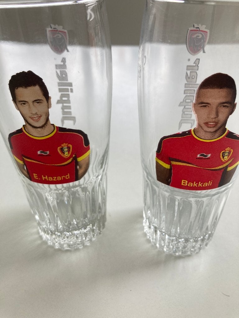 Jupiler glas Rode duivels Hazard of Bakkali  en Van Buyten, Verzamelen, Ophalen of Verzenden, Zo goed als nieuw