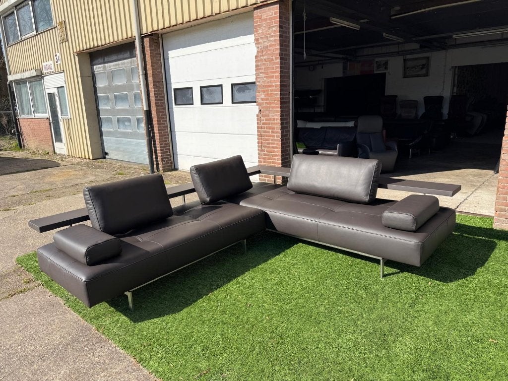 Hoekbank Rolf Benz  leer design bruin bankstel modern sofa, Ophalen, Design, Zo goed als nieuw, 200 tot 250 cm
