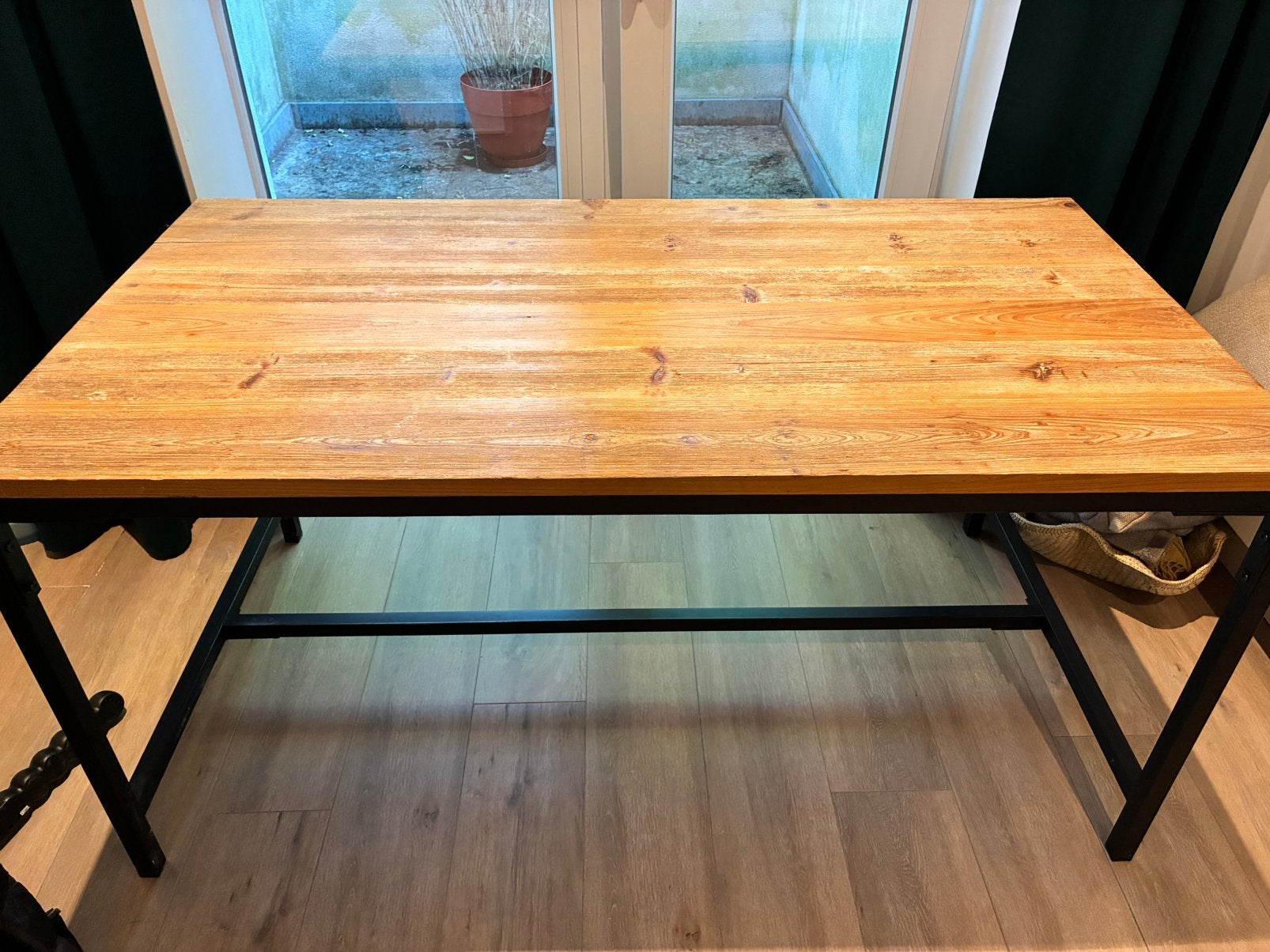 Table style industriel 6p, Huis en Inrichting, Tafels | Eettafels, Ophalen, 50 tot 100 cm, Zo goed als nieuw, Vijf personen of meer
