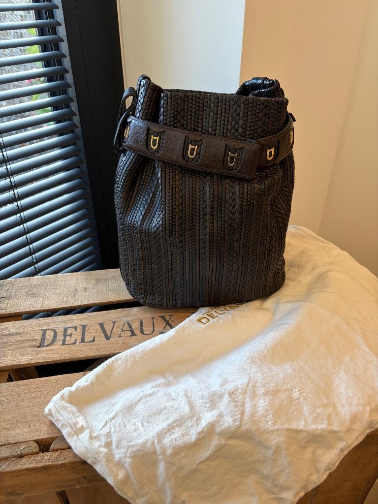Delvaux Calicot toile de cuir, Handtassen en Accessoires, Ophalen of Verzenden, Zo goed als nieuw, Bruin