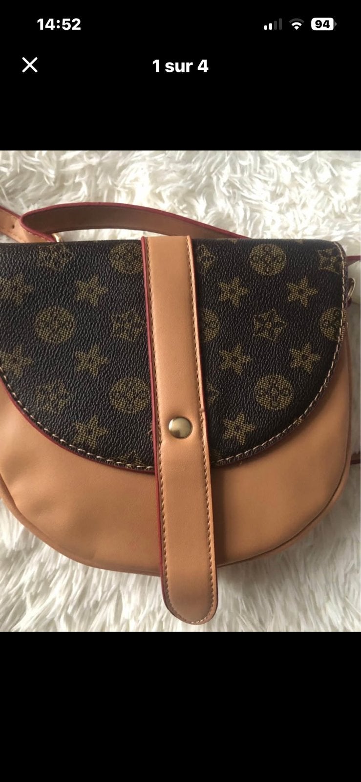 Sac bandoulière style Besace /– Imprimé Monogramme Marron, Enlèvement ou Envoi, Comme neuf, Sac à main