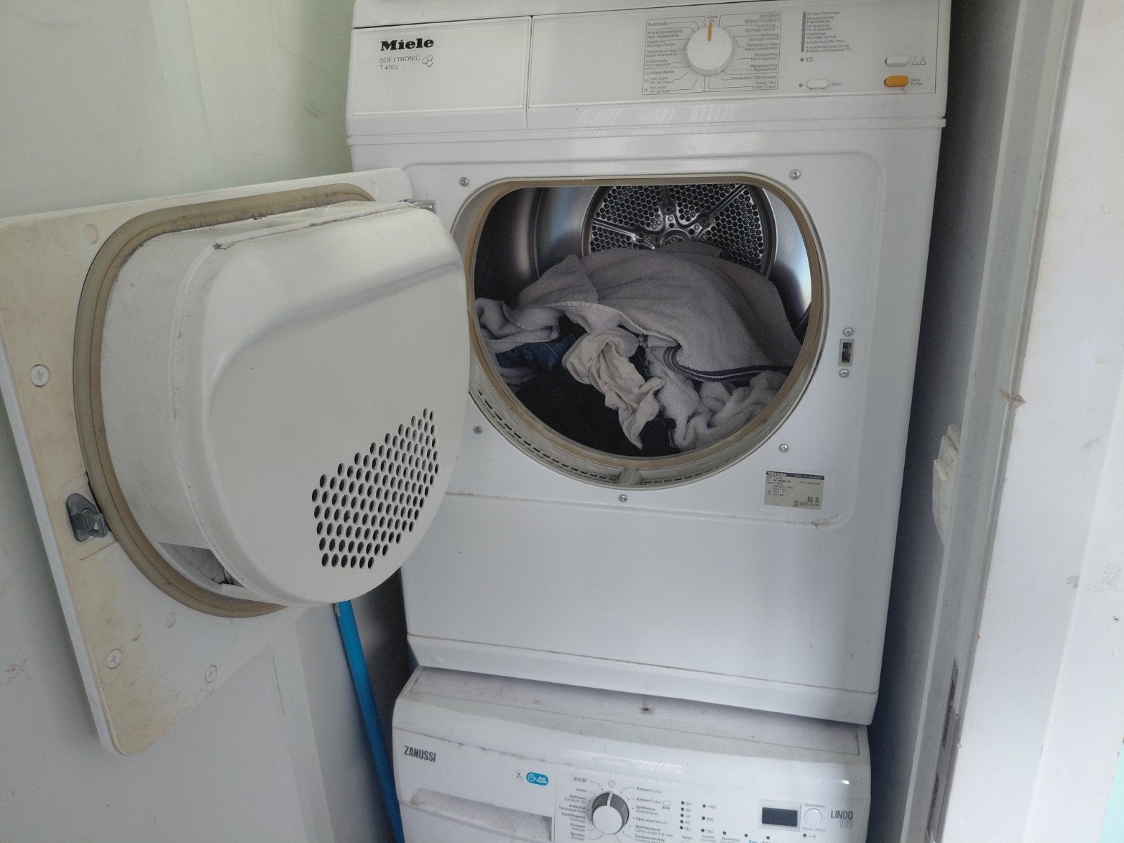 Betrouwbare Miele Softtronic T 4163 Droogkast made i Germany, Elektronische apparatuur, Ophalen, Anti-kreukfase, Luchtafvoer, Zo goed als nieuw