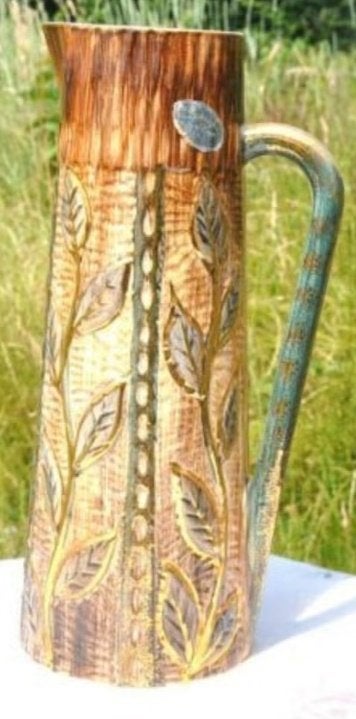 §  cruche bequet decor de feuilles peint main, Antiek en Kunst, Ophalen of Verzenden