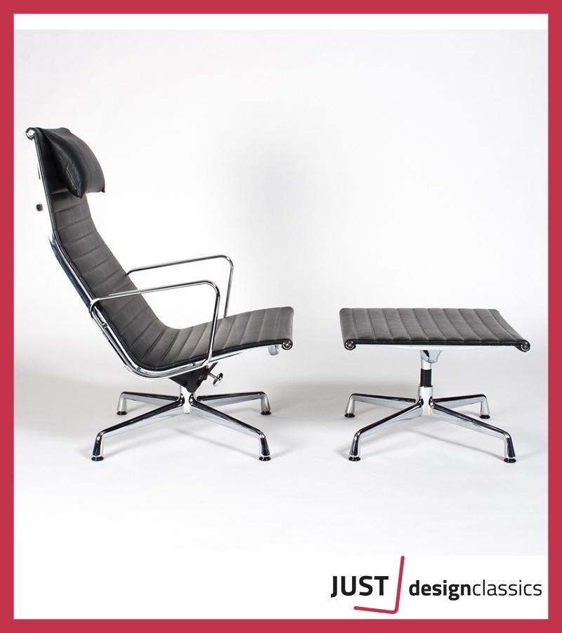 Vitra Eames ea124 & ea125 Zwart Premium Leder Chroom, Ophalen