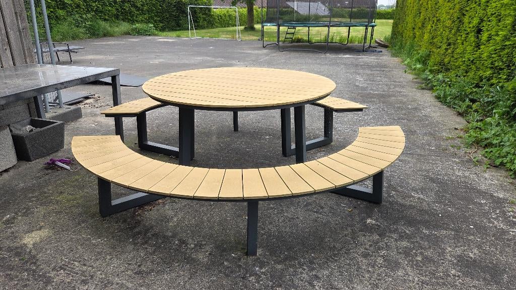 Picknicktafel - Rond, Tuin en Terras, Ophalen, Zo goed als nieuw, Rond, Aluminium